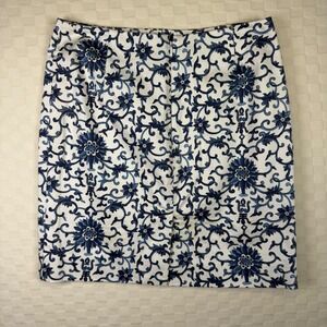 Lauren‎ Ralph Lauren Petite Skirt Blue White Floral Print Career 4P 4